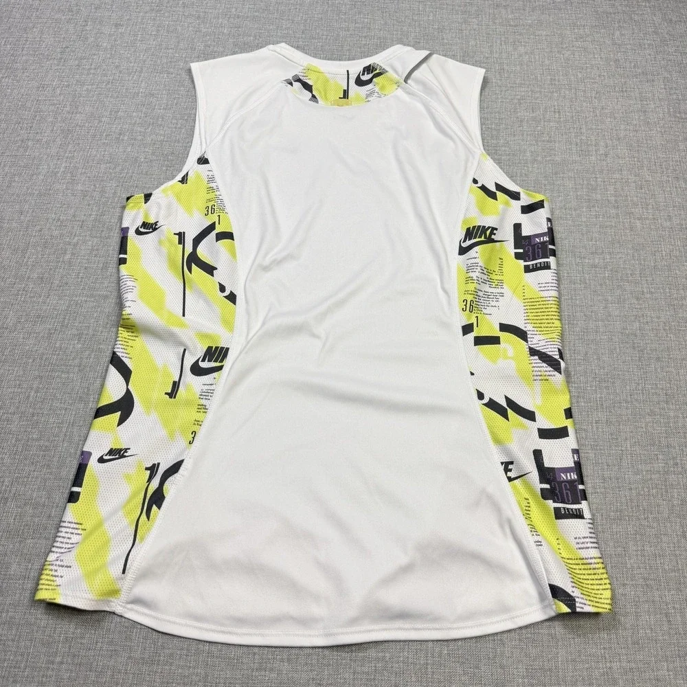 Nike Eugen 2008 Dri-FIT Tank Womens M White Multicolor Sleeveless Jersey Running